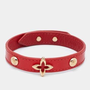 Pre Owned Louis Vuitton Red Monogram Blooming Wrap Bracelet