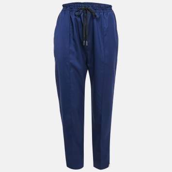 Pre Owned Louis Vuitton Blue Wool Zip Detail Trousers L