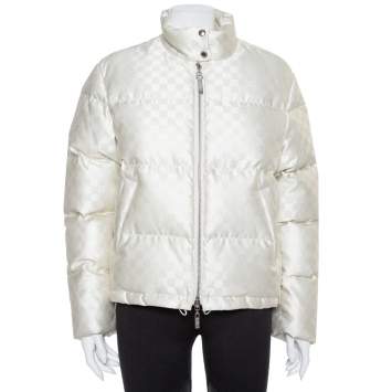 Pre Owned Louis Vuitton Cream Synthetic Down Puffer Jacket S