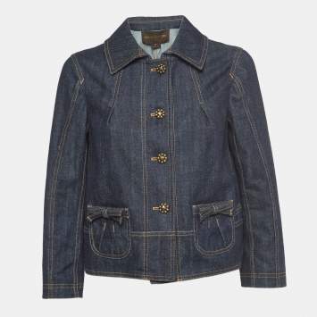 Pre Owned Louis Vuitton Dark Blue Denim Buttoned Jacket S