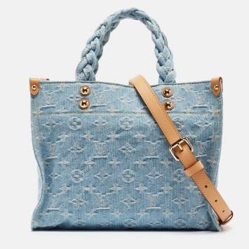 Pre Owned Louis Vuitton Sky Blue Monogram Denim Let Go PM Bag