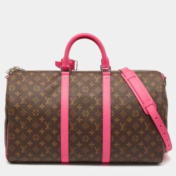 Pre Owned Louis Vuitton Fuchsia Monogram Canvas Keepall Bandouliere 50 Bag