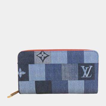Pre Owned Louis Vuitton Blue Canvas Monogram Zippy Wallet