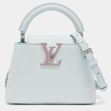 Pre Owned Louis Vuitton Blue Glacier Iridescent Taurillon Leather Mini Capucines Bag