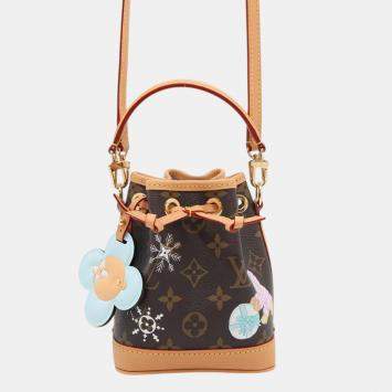 Pre Owned Louis Vuitton Azur	Frost	Monogram	Vivienne Nano Noe Shoulder Bag