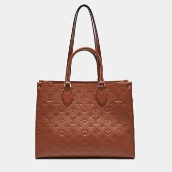 Pre Owned Louis Vuitton Cognac Monogram Empreinte Leather Onthego MM Bag