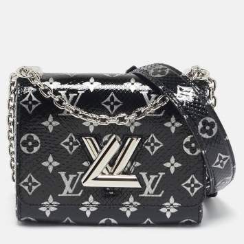 Pre Owned Louis Vuitton Black/Silver Monogram Snakeskin Twist PM Bag