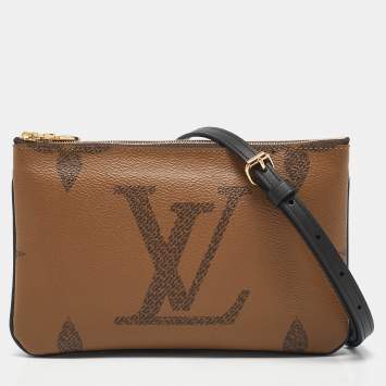 Pre Owned Louis Vuitton Monogram Giant Reverse Double Zip Pochette Bag