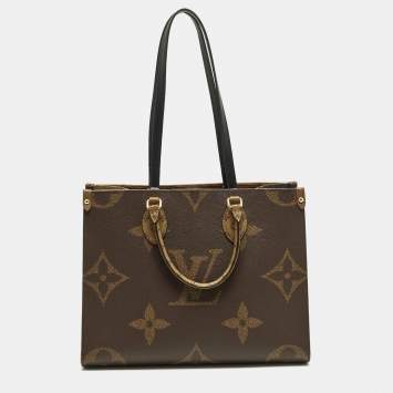 Pre Owned Louis Vuitton Onthego MM Monogram Giant Reverse Canvas Tote