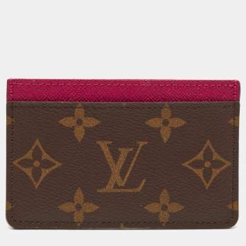 Pre Owned Louis Vuitton Fuchsia Monogram Canvas Card Holder