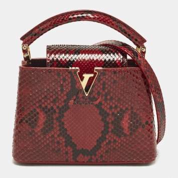 Pre Owned Louis Vuitton Capucines Mini Red Python Top Handle Bag