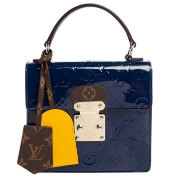 Pre Owned Louis Vuitton Bleu Indien Vernis Epi Monogram Spring Street Bag