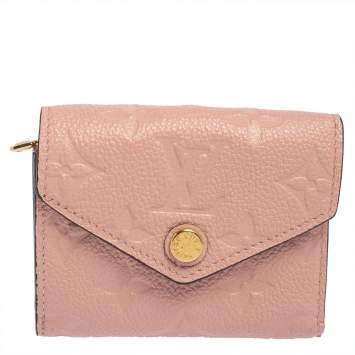 Pre Owned Louis Vuitton Rose Poudre Monogram Empreinte Leather Zoe Wallet
