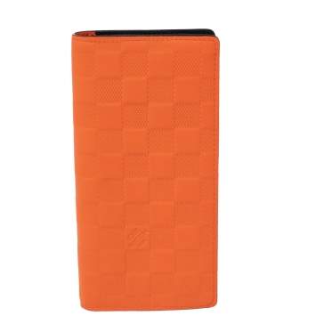 Pre Owned Louis Vuitton Orange Damier Leather Brazza Wallet