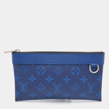 Pre Owned Louis Vuitton Blue Monogram Eclipse Canvas Discovery PM Pochette