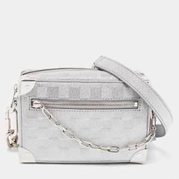 Pre Owned Louis Vuitton Silver Damier Glitter Mini Soft Trunk Bag