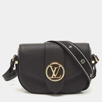 Pre Owned Louis Vuitton Black Leather Pont 9 Soft MM Bag