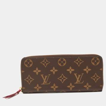 Pre Owned Louis Vuitton Fuchsia Monogram Canvas Clemence Wallet