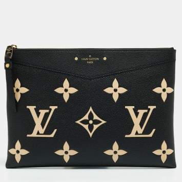 Pre Owned Louis Vuitton Black/Beige Monogram Empreinte Leather Daily Pouch