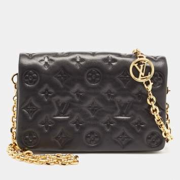 Pre Owned Louis Vuitton Black Monogram Leather Coussin Pochette Bag 