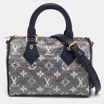 Pre Owned Louis Vuitton Blue Monogram Canvas Speedy Bandouliere 20 Bag