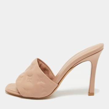 Pre Owned Louis Vuitton Beige Leather Revival Slide Sandals Size 37