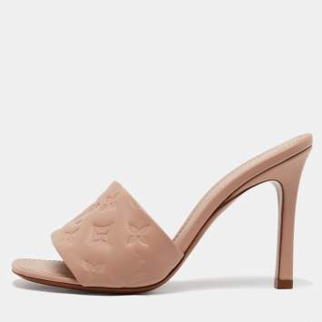 Pre Owned Louis Vuitton Beige Leather Revival Slide Sandals Size 39