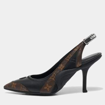 Pre Owned Louis Vuitton Monogram Canvas and Leather Archlight Slingback Pumps Size 39.5