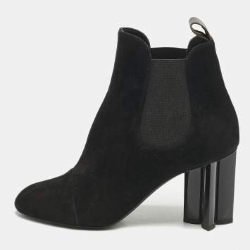 Louis Vuitton Black Suede Uniform Ankle Boots Size 38.5
