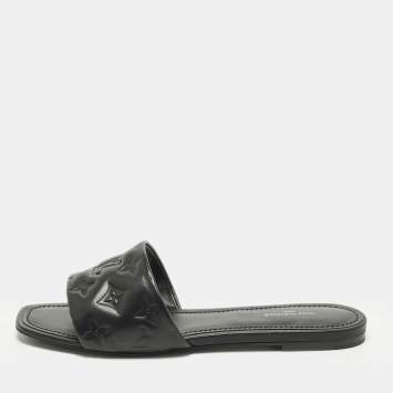 مملوكة مسبقًا Louis Vuitton Revival Size 40 Black Leather Flat Sandals