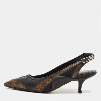 مملوكة مسبقًا Louis Vuitton Archlight Size 38.5 Black/Brown Monogram Canvas and Leather Slingback Pumps