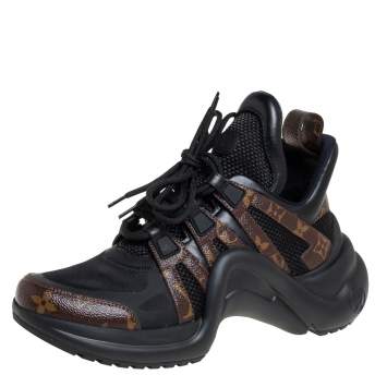 Pre Owned Louis Vuitton Black/Brown Mesh And Monogram Canvas Archlight Low Top Sneakers Size 39