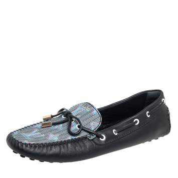 مملوكة مسبقًا Louis Vuitton Blue LV Pop Monogram Canvas Gloria Loafers Size 40.5