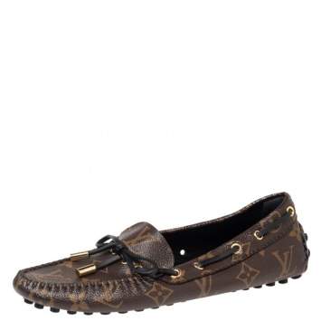 مملوكة مسبقًا Louis Vuitton Brown Monogram Canvas Gloria Flat Loafers Size 36
