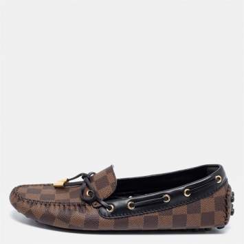 Pre Owned Louis Vuitton Damier Ebene Gloria Middle East Exclusive Flat Loafers Size 38