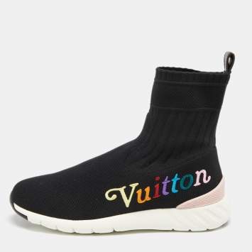 Pre Owned Louis Vuitton Black Knit Fabric Aftergame High-Top Sneakers Size 36