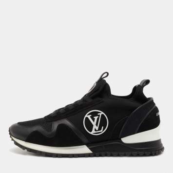 Pre Owned Louis Vuitton Black Leather and Mesh Run Away Low Top Sneakers Size 39.5