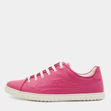 Pre Owned Louis Vuitton Pink Leather Low Top Sneakers Size 36.5