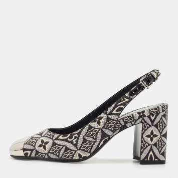 Pre Owned Louis Vuitton Two Tone 1854 Monogram Canvas Slingback Pumps Size 36