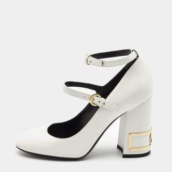Pre Owned Louis Vuitton White Leather Bliss Multistrap Pumps Size 36.5