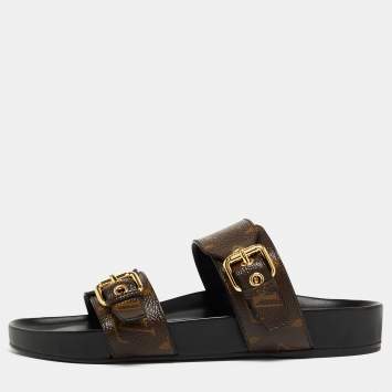 Pre Owned Louis Vuitton Brown Monogram Canvas Bom Dia Flats Size 38