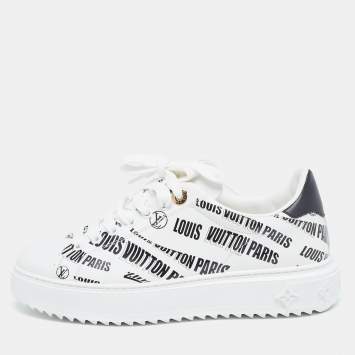 Pre Owned Louis Vuitton White/Black Leather Time Out Trainers Sneakers Size 38