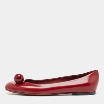 Pre Owned Louis Vuitton Burgundy Leather Betty Ballet Flats Size 39.5