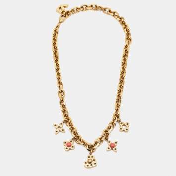 Pre Owned Louis Vuitton Hide and Seek Resin Gold Tone Necklace