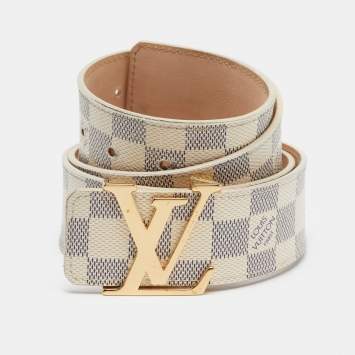 Pre Owned Louis Vuitton Damier Azur Canvas LV Initiales Belt 95 CM