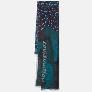 Pre Owned Louis Vuitton Multicolor Leopard Print Cashmere & Silk Scarf