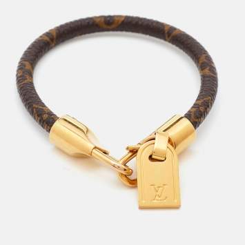 Pre Owned Louis Vuitton Monogram Luck It Brown Canvas Gold Tone Charm Bracelet