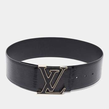 Pre Owned Louis Vuitton Black Electric Epi Leather LV Initiales Waist Belt 75CM