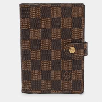 Pre Owned Louis Vuitton Damier Ebene Canvas Ring Agenda Cover