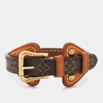 Pre Owned Louis Vuitton Brown Monogram Canvas and Leather Theda Bracelet
